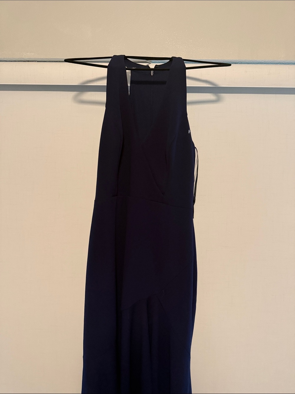 Classic Navy Long Sleeve Dress with Sleek Halter Neckline